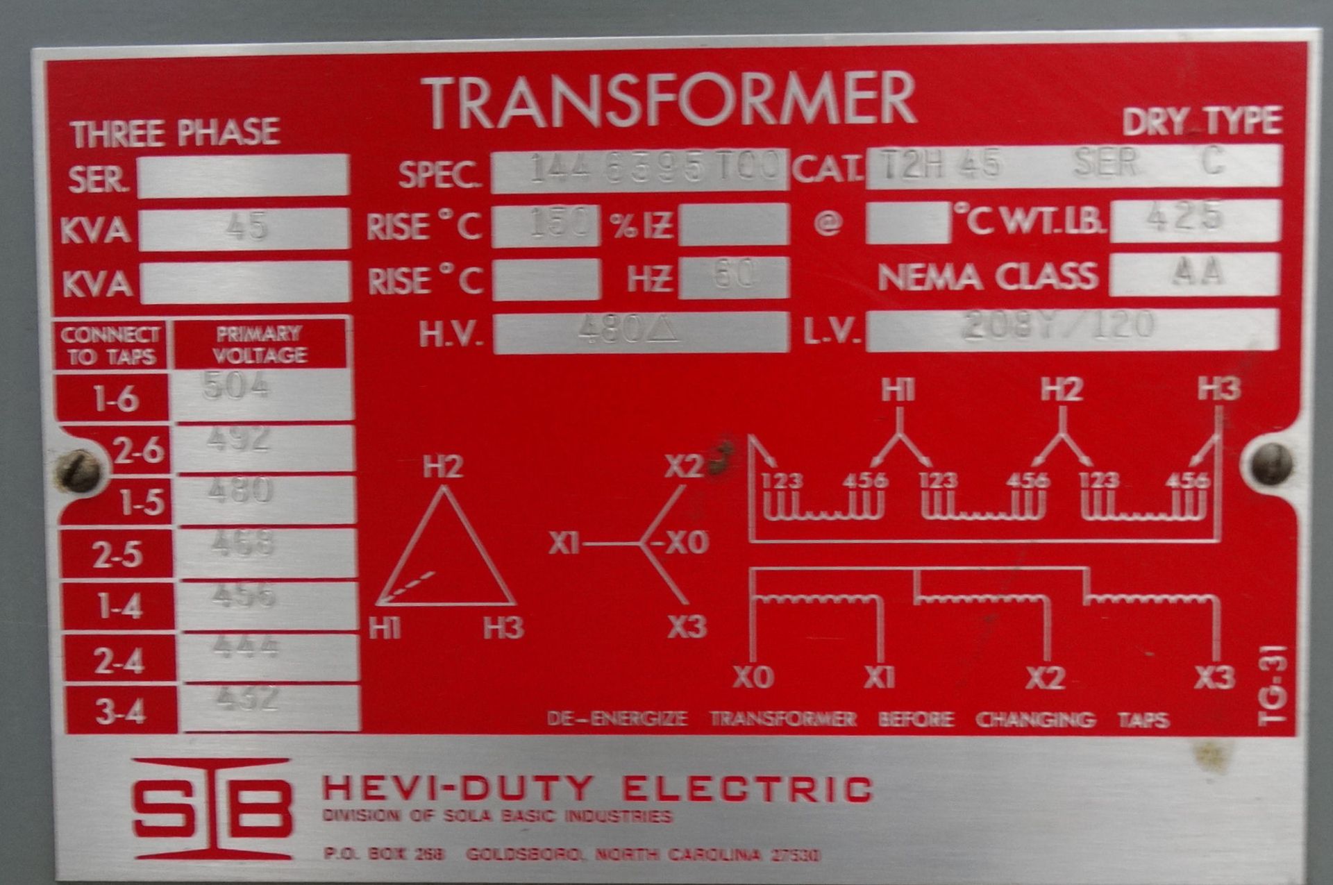 Sola Basic Hevi-Duty Transformer C1843 - Image 6 of 6