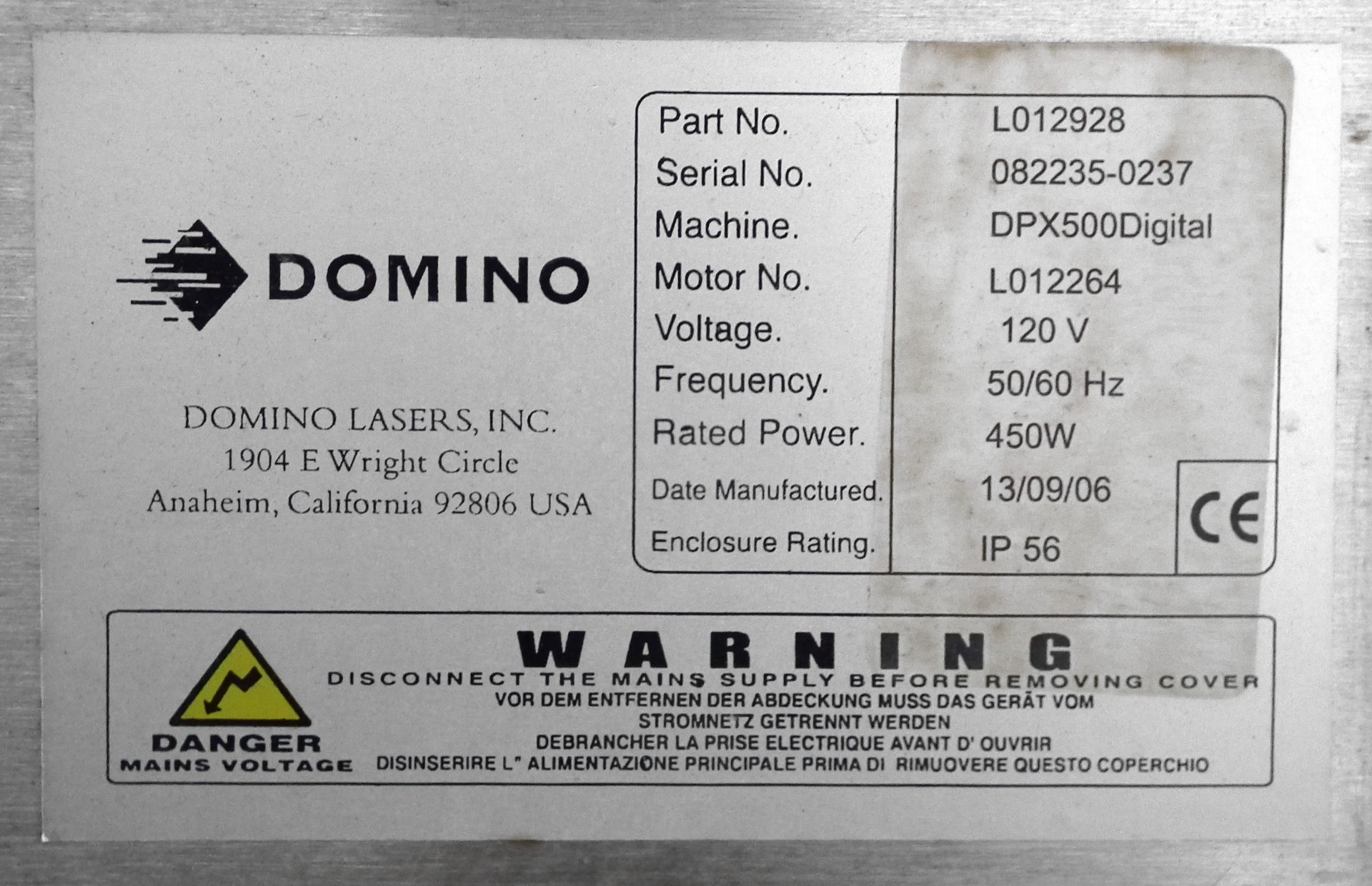 DPX 500 Domino Laser Coder Control Unit B5674 - Image 12 of 12