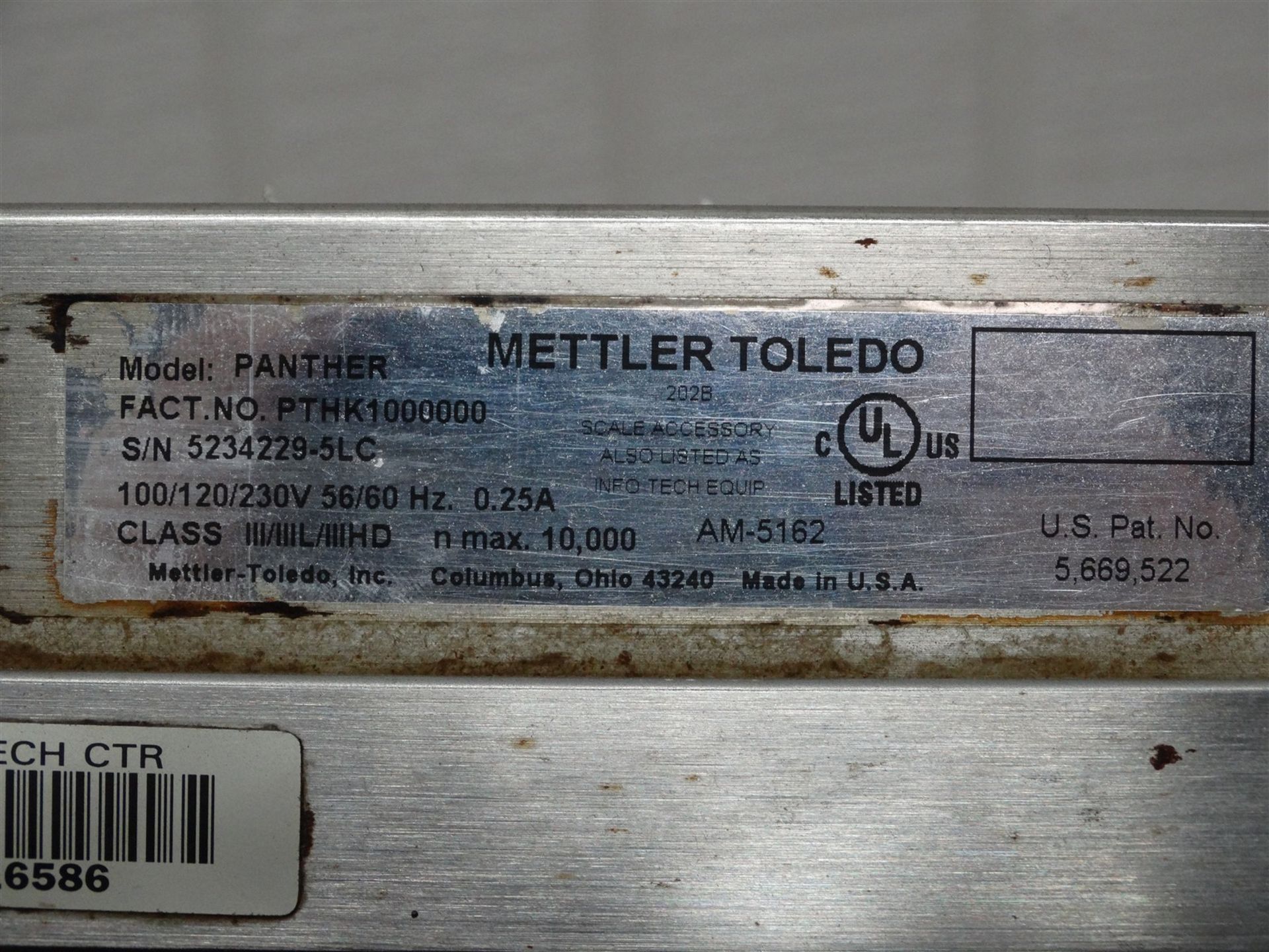 Mettler Toledo PANTHER Scale 100/120/230V 56/60HZ 0.25A - Image 2 of 7