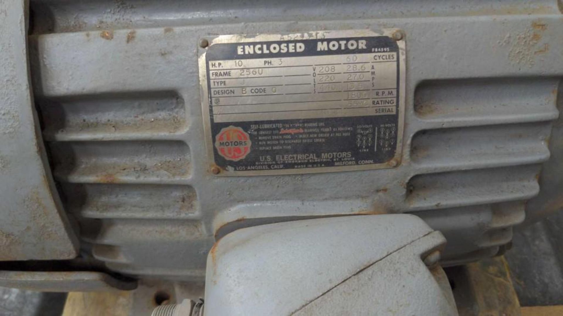 U.S. Electrical Motors F84595 10 HP Electric Motor - Image 5 of 5