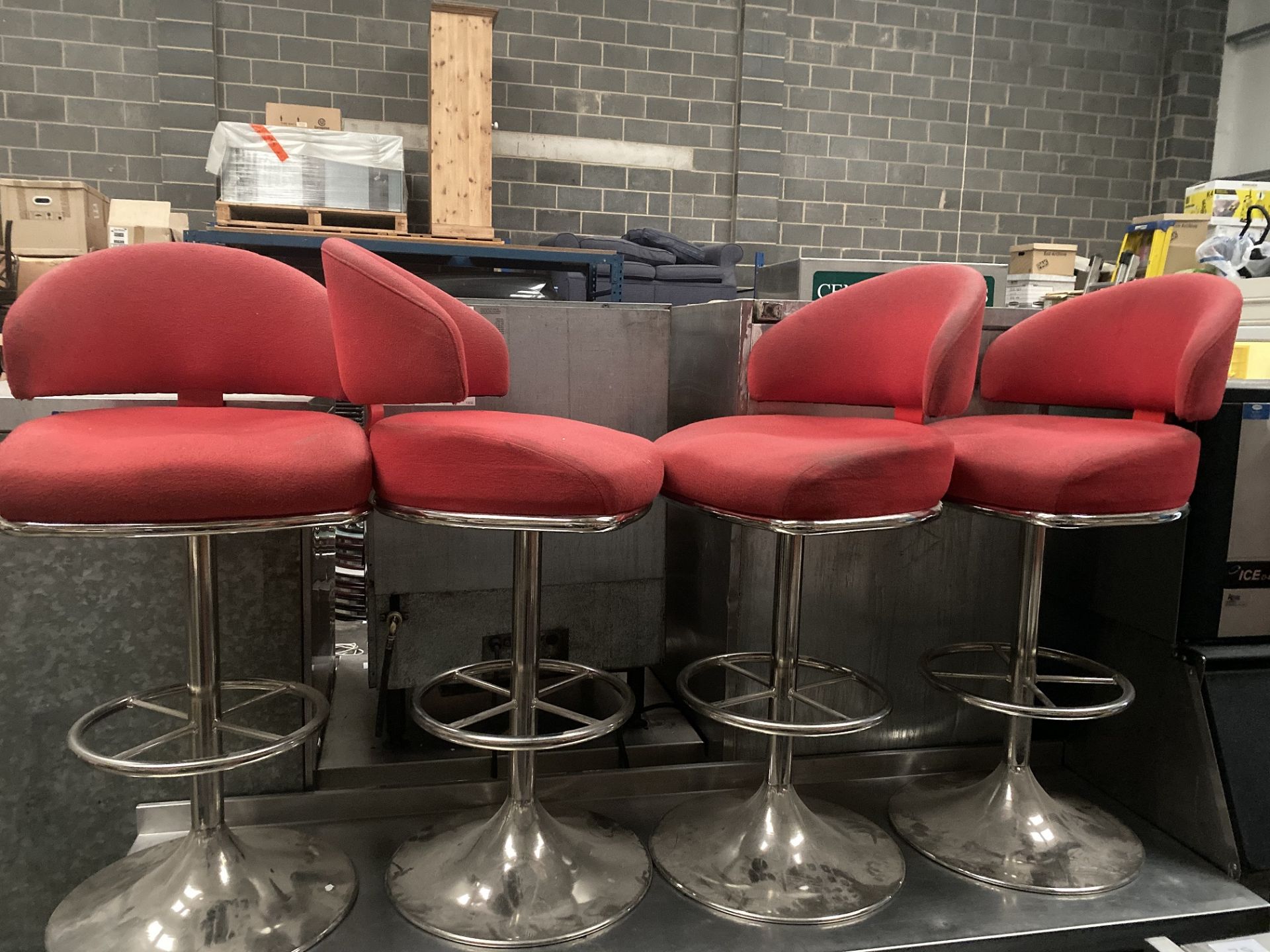 4 Red High Bar Chairs