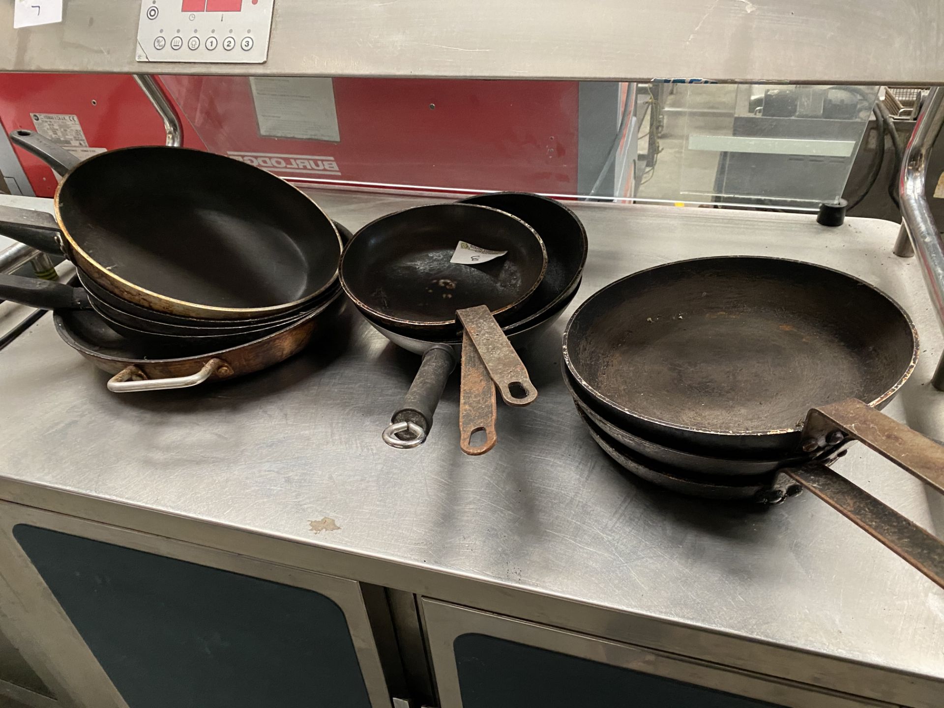 11 x Black Iron Frying Pans