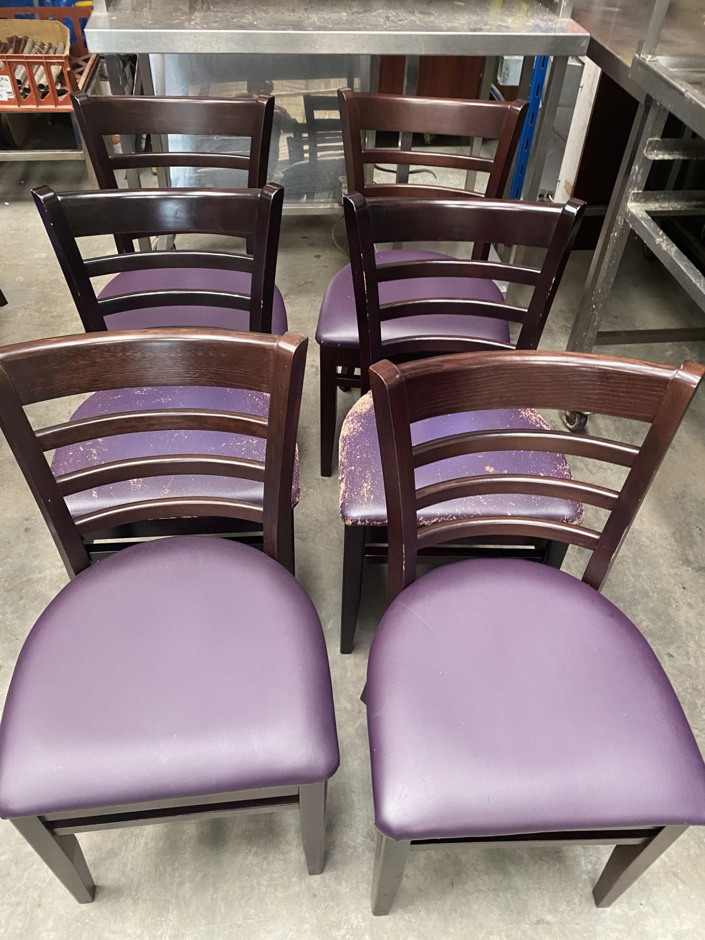 6 x Dark Wood Heavy Dining Chairs