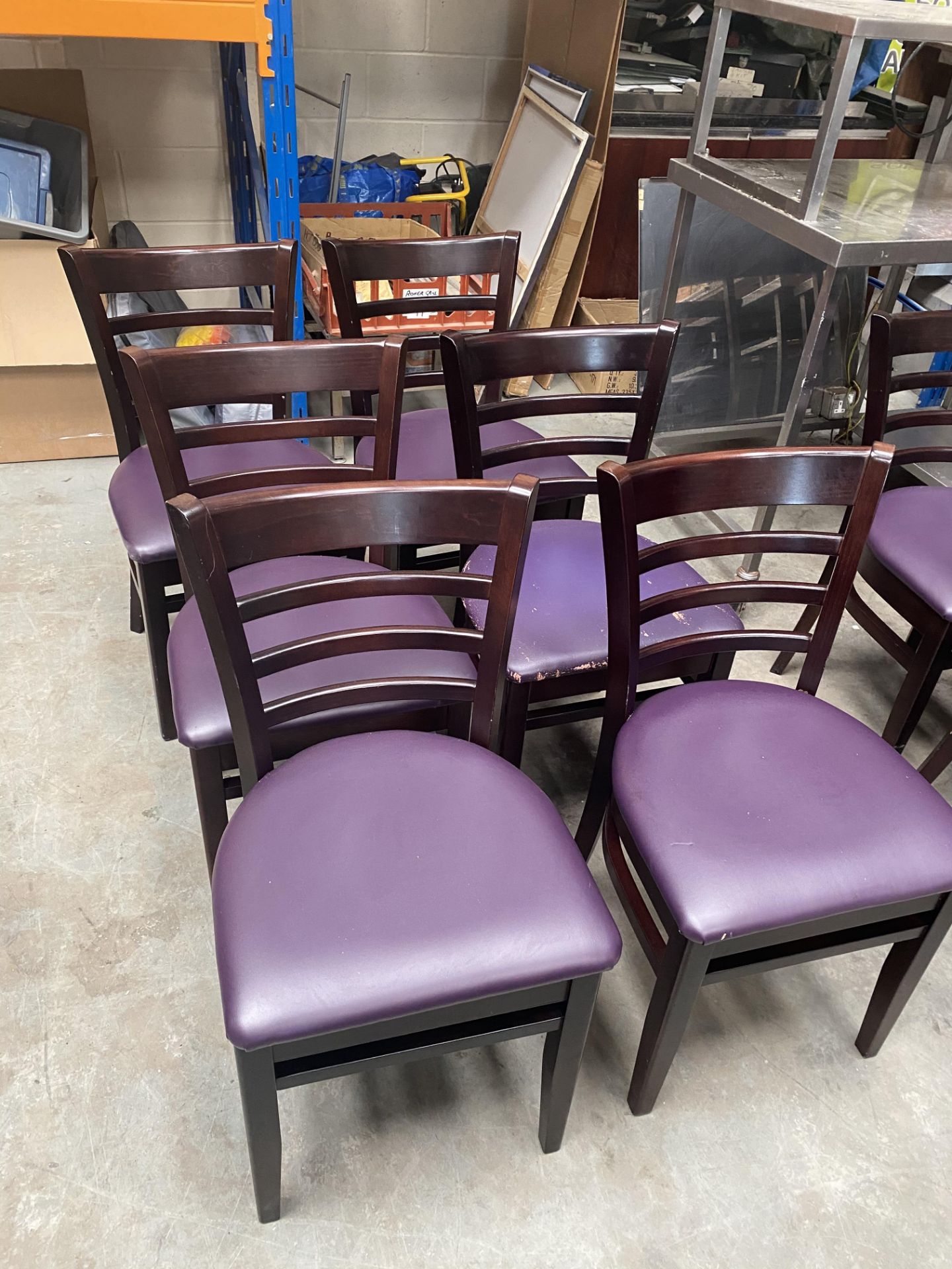 6 x Dark Wood Heavy Dining Chairs