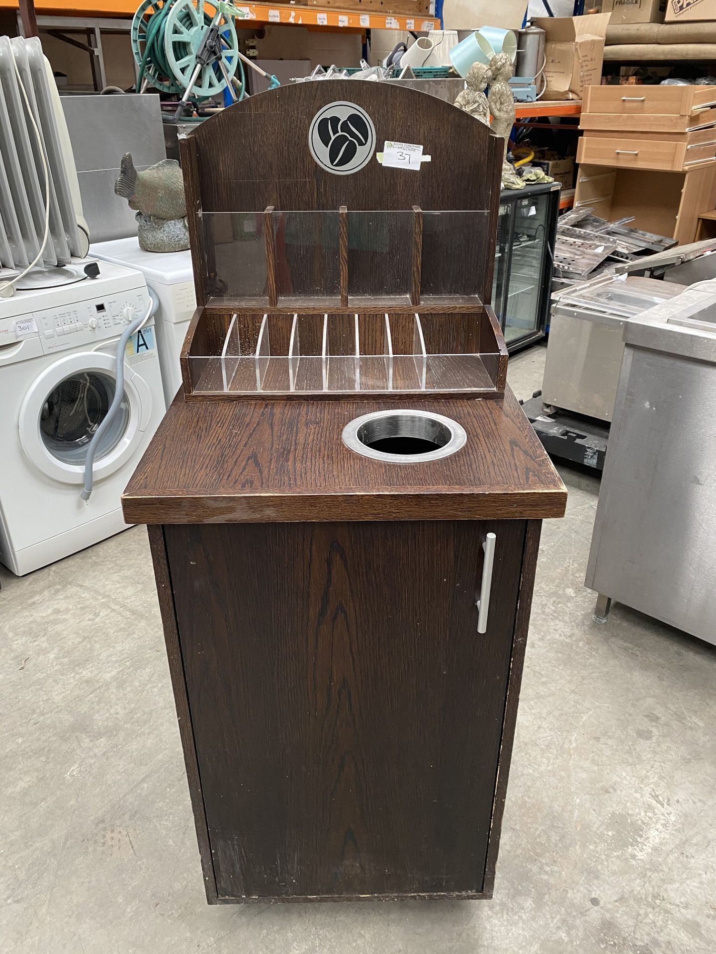 Dark wood Dumb Waiter for Condiments and waste