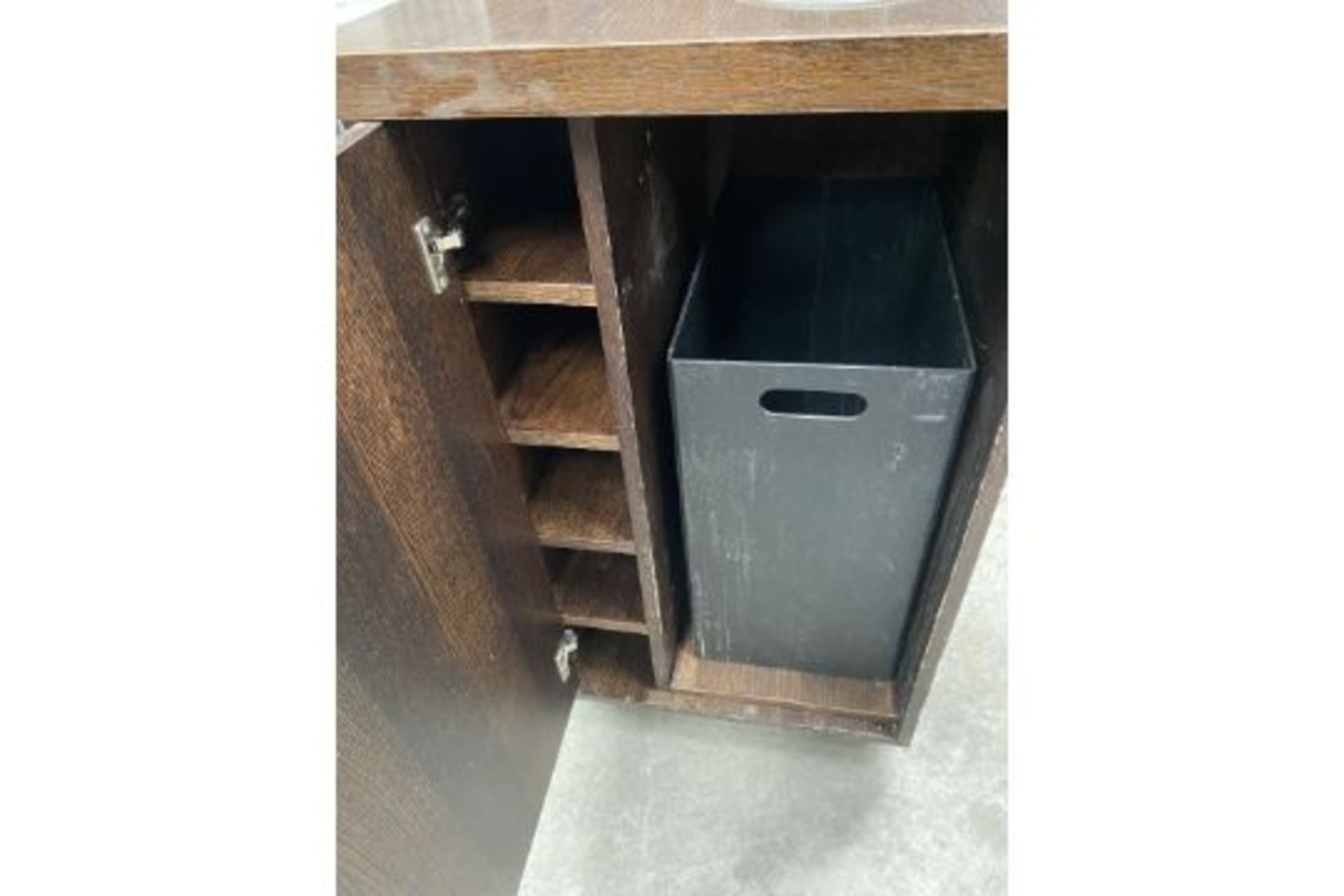 Dark wood Dumb Waiter for Condiments and waste - Image 2 of 2