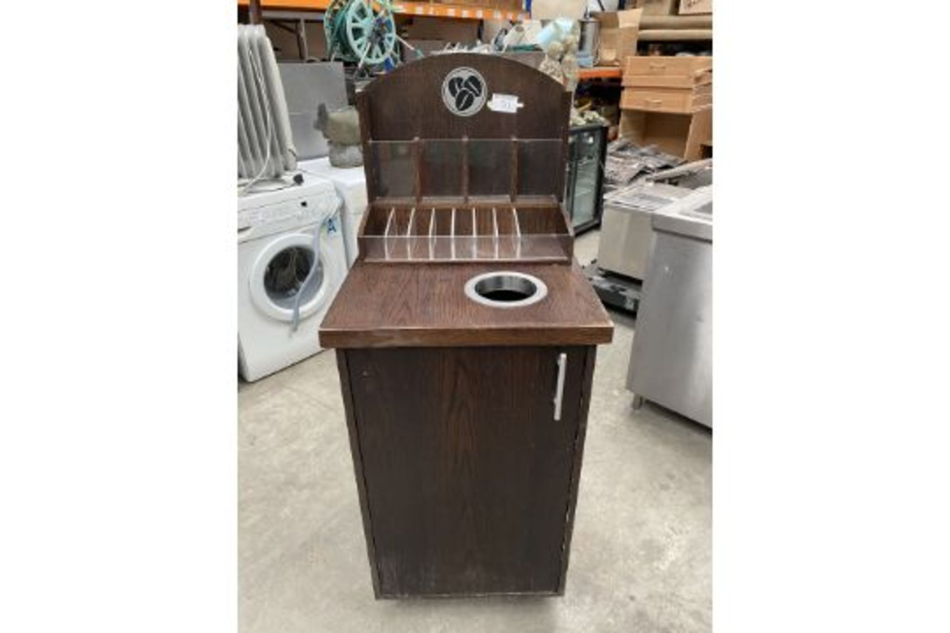 Dark wood Dumb Waiter for Condiments and waste