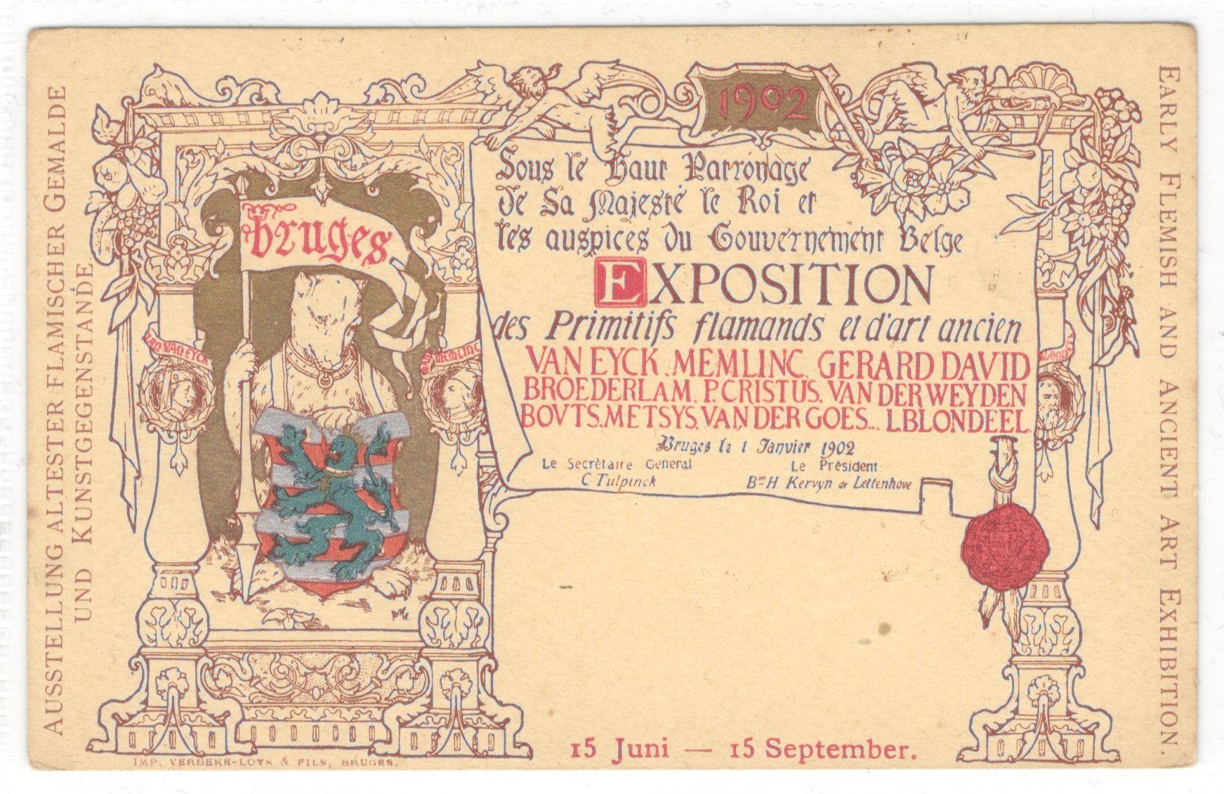 1902 EARLY FLEMISH AND ANCIENT ART EXHIBITION POSTCARD