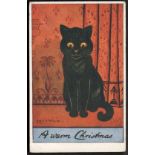 A WARM CHRISTMAS GREETING EARLY POSTCARD BY LOUIS WAIN