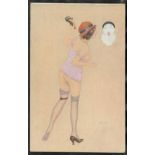 RAPHAEL KIRCHNER POSTCARD - LA COLERE & IN ACCEPTABLE CONDITION