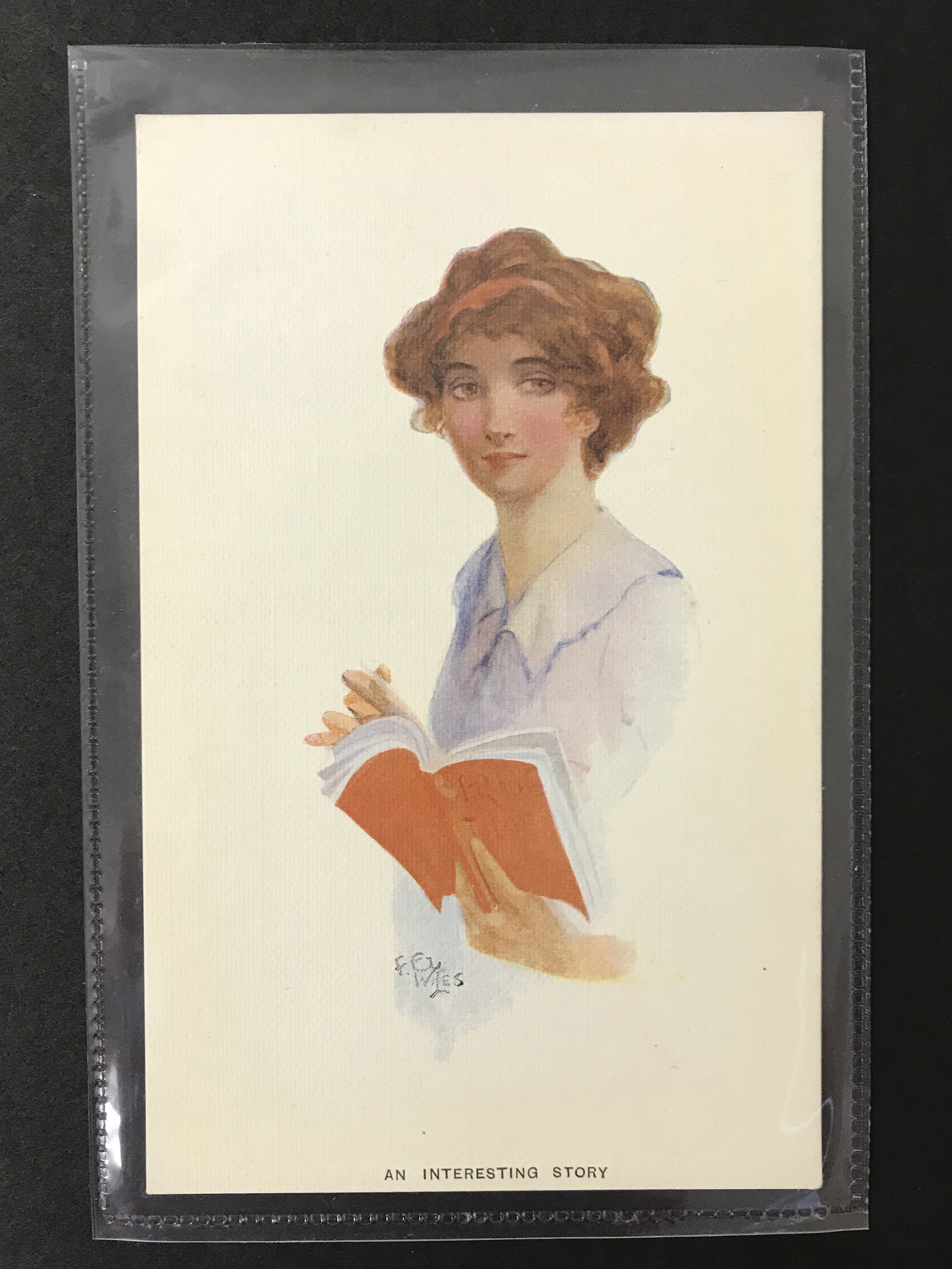 COMPLETE SET OF SIX GLAMOUR POSTCARDS OF WOMEN WITH HAT BY F E WILES - Image 6 of 8