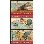 SIX EARLY CARTOON POSTCARDS DOON THE WATER