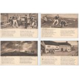 FOUR POSTCARDS FROM THE ORIGINAL PICTURES AT THE ROYAL HUTS HOTEL HINDHEAD
