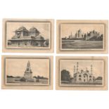 VINTAGE MONOCHROME SEPIA POSTCARDS OF INDIA (20) PRINTED IN SAXONY BY H.A. MIRZA & SONS DELHI