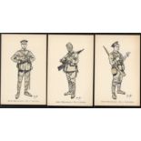 THREE FRENCH EARLY POSTCARDS ARMEE BRITANNIQUE BY JOHN HASSALL