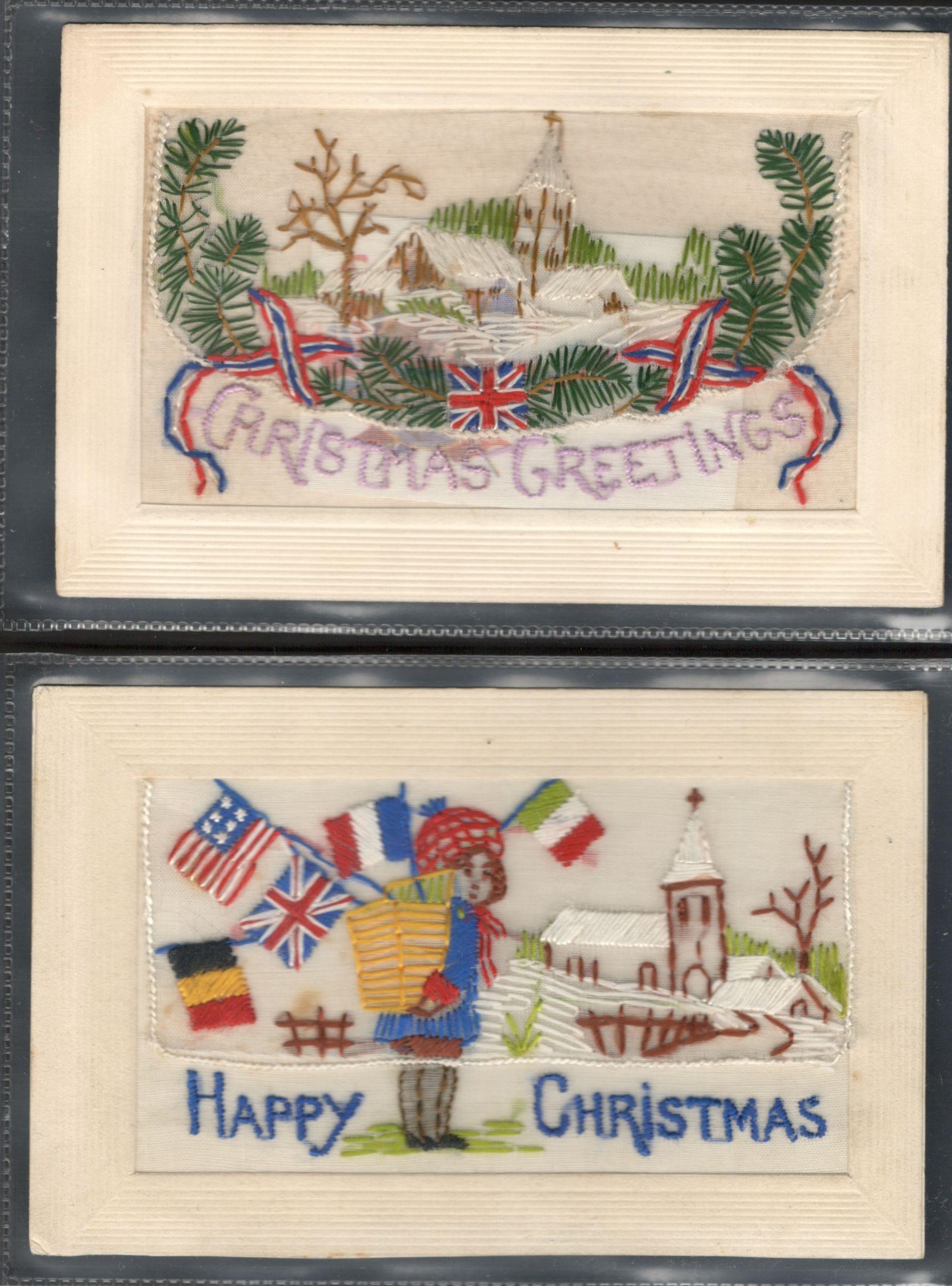 FIVE EARLY EMBROIDERED SILK POSTCARDS IN VARIOUS CONDITION - Image 3 of 4