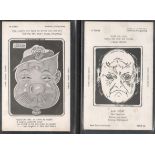 TWO EARLY HAND DRAWN CARICATURE POSTCARDS BY A.L. PLAYER