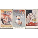 SEVEN BONZO RELATED POSTCARDS FROM DIFFERENT SERIES IN VARIOUS CONDITION