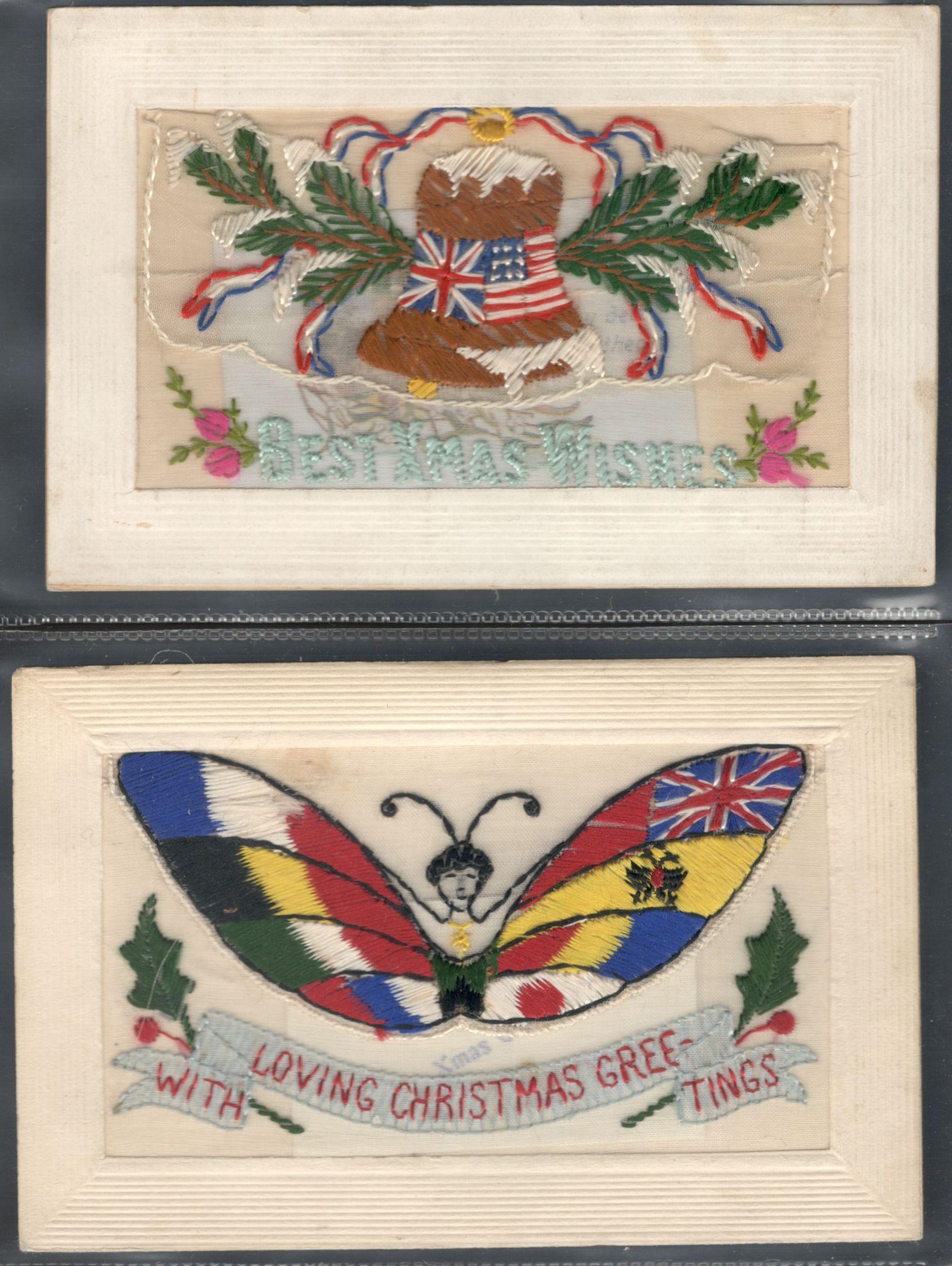 FIVE EARLY EMBROIDERED SILK POSTCARDS IN VARIOUS CONDITION - Image 3 of 4