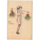 RAPHAEL KIRCHNER POSTCARD - LE GUI DE PARIS USED & IN ACCEPTABLE CONDITION