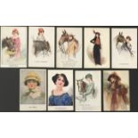 SELECTION OF NINE ARTIST SIGNED EARLY POSTCARDS BY WILLIAM BARRIBAL