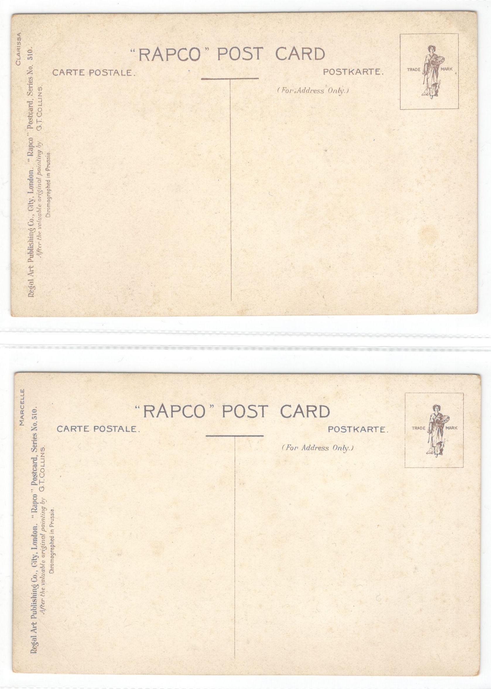 FOUR ARTIST SIGNED POSTCARDS - G.T. COLLINS BY RAPCO SERIES 510 - Image 4 of 4