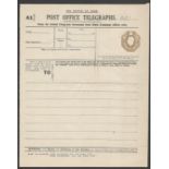 POST OFFICE INLAND TELEGRAMS FORWARDED FROM STOCK EXCHANGE OFFICES ONLY KGV TELEGRAPH FORM 1