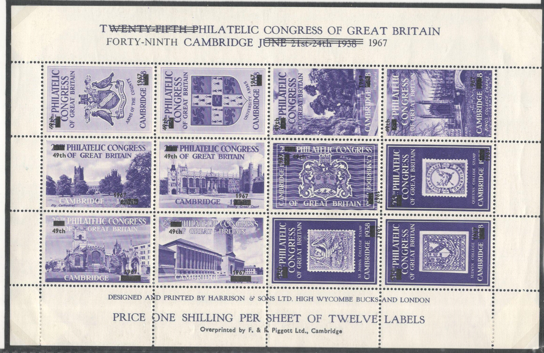 FORTY-NINTH PHILATELIC CONGRESS OF GREAT BRITAIN CAMBRIDGE 1967