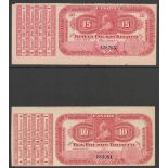 QV CANADA EXCISE STAMPS SERIES OF 1897 TEN & FIFTEEN POUNDS TOBACCO