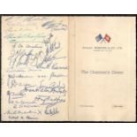 HYDE PARK HOTEL - STALEY, RADFORD & CO LTD SIGNED PROGRAMME & MENU