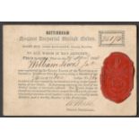 1845 NOTTINGHAM ANCIENT IMPERIAL UNITED ORDER MEMBERSHIP CARD FOR SAMARITAN LODGE