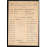 THE CONVERSATION CLUB 1898 MEMBERSHIP CARD