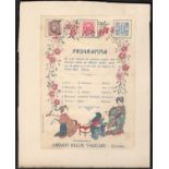 UNUSUAL ITALIAN PROGRAMME ON CARD WITH JAPANESE SCENE & STAMPS - PALACE HOTEL LIVORNO