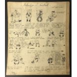 ORIGINAL ARTWORK FOOTBALL CARTOON UXBRIDGE V SOUTHALL 1926