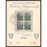 1946 SOUVENIR CARD TO COMMEMORATE ITALY'S NEW REPUBLIC