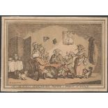 THE CHRISTMAS ACADEMICKS PLAYING A RUBBER AT WHIST. A COLOURED ETCHING H.W.BUNBURY