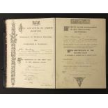 LARGE SIZE BOOK CONTAINING A QUANTITY OF VARIOUS VICTORIAN EDUCATION CERTIFICATES