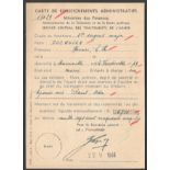 1944 FRENCH CARTE DE RENSEIGNEMENTS & ENVELOPE