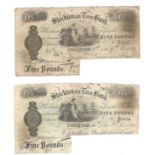 STOCKTON ON TEES BANK - TWO FIVE POUNDS NOTES AC1925& AF0654