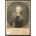 DAVID GARRICK 1717-1779 ACTOR, PLAYWRIGHT MEZOTINT PORTRAIT BY J. McARDLE AFTER A. POND