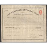 1893 CHILIAN ASSETS BALANCE CERTIFICATE - EXTERNAL DEBT CERTIFICATE WITH EMBOSSED ONE PENNY STAMP