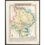 BRITISH COUNTY MAP COLOURED PRINT OF HUNTINGDONSHIRE PUBLISHED BY W LEWIS ENGRAVER LONDON