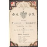 1906 PROGRAMME & MENU FOR THE THIRD ANNUAL DINNER OCTS