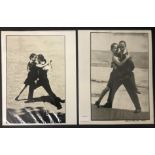 TWO VINTAGE LARGE PHOTOGRAPHS OF A TANGO DANCERS BY GABRIELA FABROWSKA HAND-MADE LITHIUM PRINTS