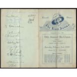 1929 10th ANNUAL RE-UNION HELD AT THE SHIPFINSBURY PAVEMENT LONDON SIGNED MENU