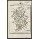 BRITISH COUNTY MAP COLOURED PRINT OF STAFFORDSHIRE 1810 PUBLISHED BY J. CARY ENGRAVER LONDON