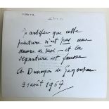 SIGNED NOTE ON THE BACK OF THE PHOTO & BOOK DUNOYER DE SEGONZAC BY CLAUDE ROGER-MARX