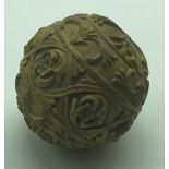 UNUSUAL DECORATIVE CARVED BRAZIL NUT POD 20th CENTURY