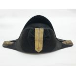 ANTIQUE ROYAL NAVY BICORN MILITARY CEREMONIAL HAT & METAL BOX FOR COLONEL ST GEORGE MERVYN KIRKE