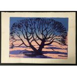 SYLVIA MOLLOY SIGNED LIMITED EDITION OF SCREENPRINT LONE TREE